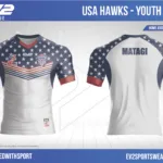 USA Hawks youth replica jersey mockup with MATAGI printed on the back