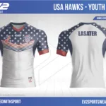 USA Hawks youth replica jersey mockup with LASATER printed on the back